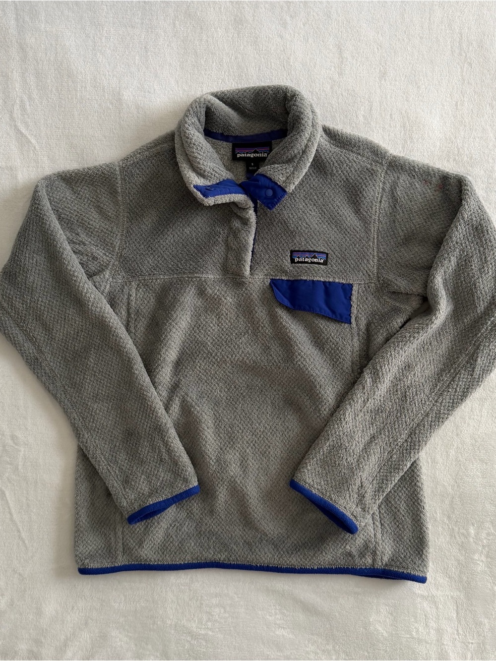 Patagonia Synchilla Snap-T Fleece Pullover Gray Blue Outdoor Jacket Woman's‎ S